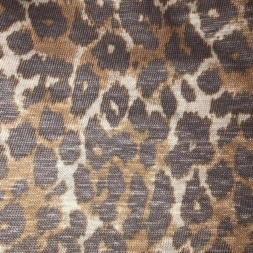 Anthropologie S Maeve Linen Puff Sleeve Leopard Top